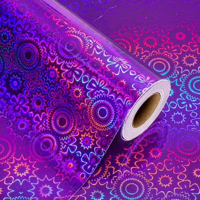 Holografisch Inpakpapier - Metallic Cadeaupapier - Feestelijke Geschenkverpakking - Dubbelzijdig Ontwerp - 17 inch breed - Paars Regenboog