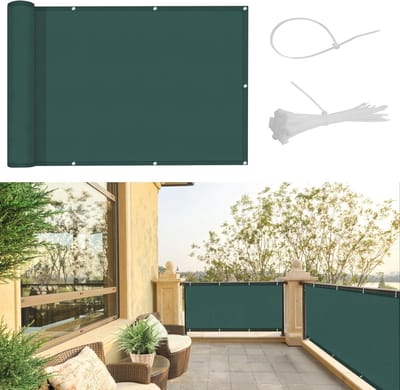 Balkonscherm voor inkijkbescherming 90 x 300 cm | Weerbestendige UV-bescherming | Groene Balkonafdekking