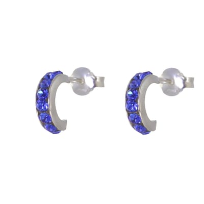 Behave – Oorbellen – 925 Sterling Zilveren Kleine Oorring met Kongs Blauwe Kristal steentjes