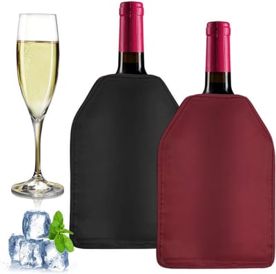 Set van 2 wijnkoelers, waterafstotend nylon, herbruikbare flessenkoeler voor champagne en wijn, ideaal voor standaard flessen en buitengebruik