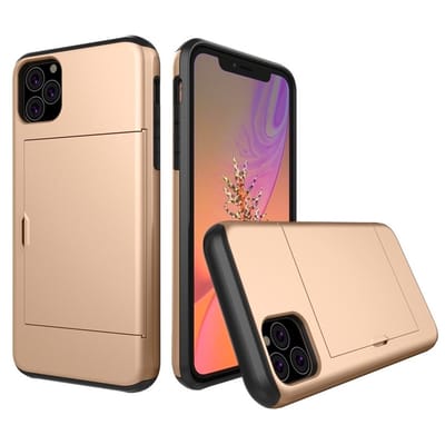 Mobiq pashouder hoesje geschikt voor iPhone 11 | vakje voor pasjes goud