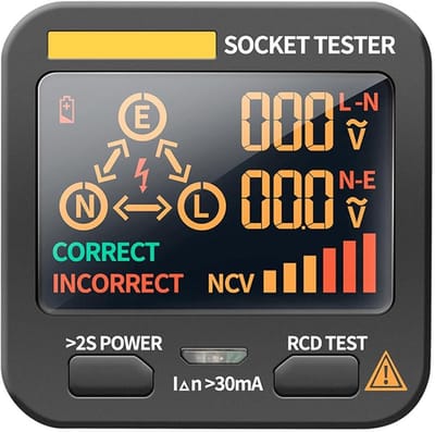 Digitale Spanningsmeter met LCD Scherm - Slimme Stopcontact Tester voor RCD Detectie en Polariteit - Ideaal voor Fase Testen van AC Stopcontacten