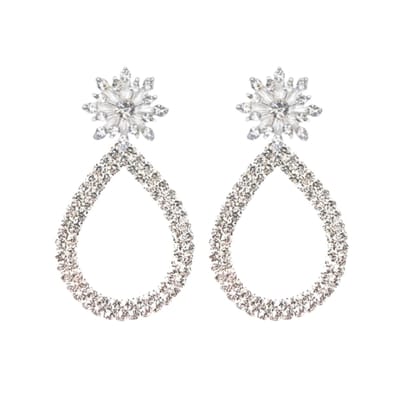 Clip oorbellen - Strass -zilverkleur- Oana- geen gaatje- Charme Bijoux