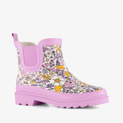 Mountain Peak korte kinder regenlaarzen bloemenprint - Roze - 100% stof- en waterdicht - Maat 27