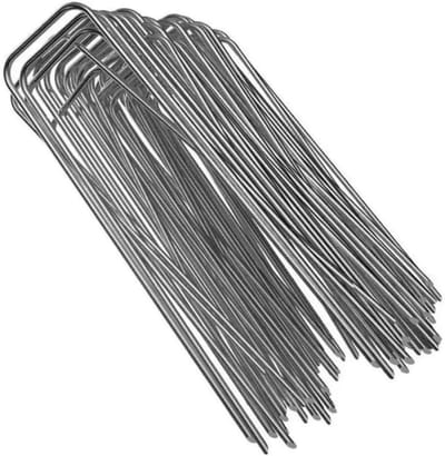 U-vormige Nagels - Grondpennen Tuin - Bodem Vastzetten - Verzinkt Staal - 20 cm Lengte - Zilver