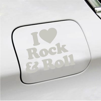 Bumpersticker - I Love Rock & Roll - 10,3 X 12,6 - Zilver