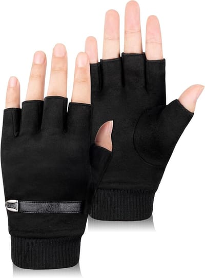 Vingerloze suède handschoenen voor touchscreen, thermische winterhandschoenen voor heren en dames, ideaal voor koud weer
