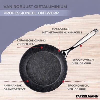 Pan 20 cm aluminium gietijzer keramische antiaanbaklaag zonder PFAS Fackelmann