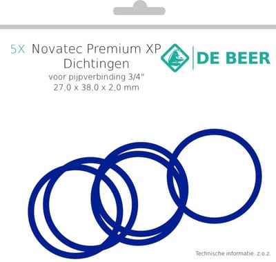De Beer novatec-premium dichtingen 27x38x2.0mm - 3/4" - 157407988 - verpakking á 5 stuks