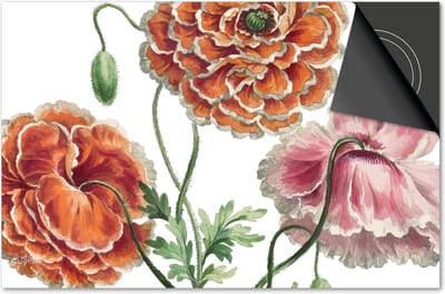 Inductie beschermer 60x60 - afdekplaat inductie mat - Dietrix Kookplaat beschermer - Exclusief - Botanical - Roze bloemen