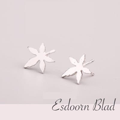 Gading® Oorknopjes zilver - meisje dames Oorknoppen  - Esdoorn blad - 9mm 11mm - zilver 925