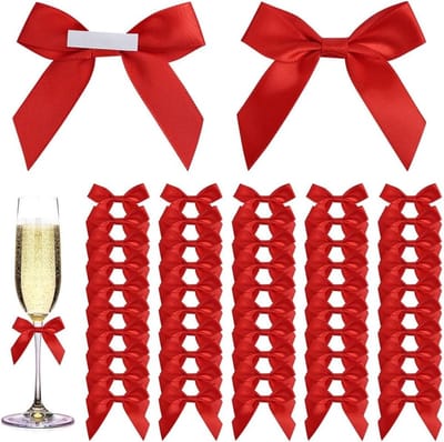 50 Stuks Zelfklevende Satijnen Strikken van 6 cm voor Cadeauverpakking, DIY Knutselen en Feestdecoraties voor Verjaardagen en Kerstmis