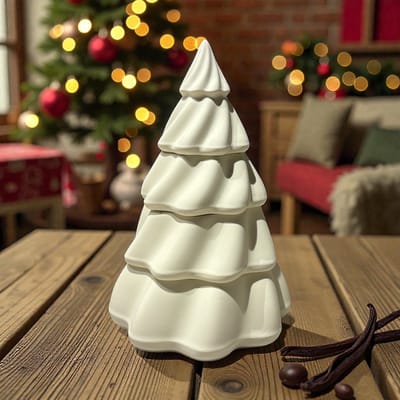 BAM Kerstboomkaars – 4-delige Set met 3 Geurkaarsen en Top – Vanille – Crème-Geel Gemarmerd – 18 cm - CHRISTMAS Collection - cadeau - vegan