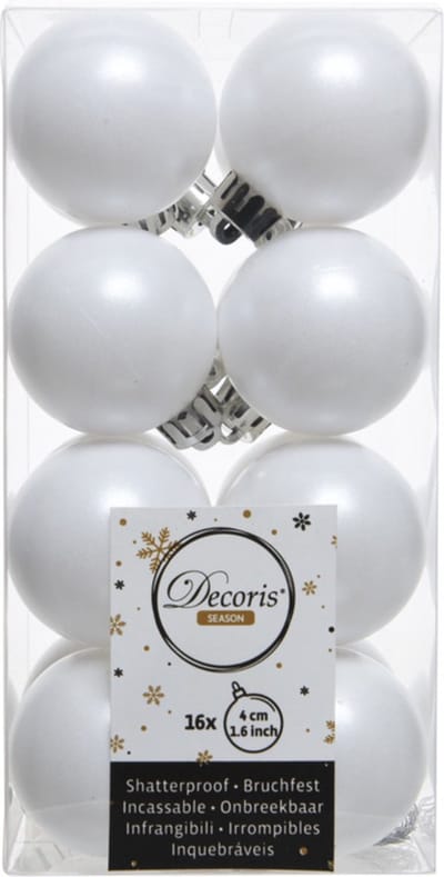Decoris kerstballen - 16 stuks - 4cm - kunststof