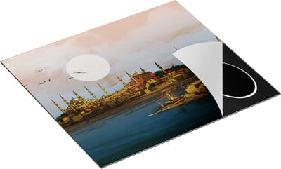 Chefcare Inductie Beschermer Illustratie van de Maiden's Tower in Istanbul - 60x50 cm - Afdekplaat Inductie - Kookplaat Beschermer - Inductie Mat