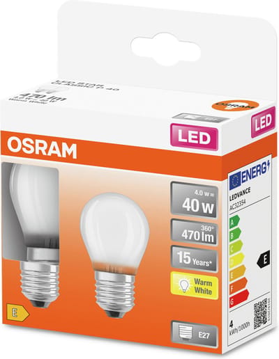2x Osram 2X E27 LED Lamp | 4W 2700K 220V 827 | 300°