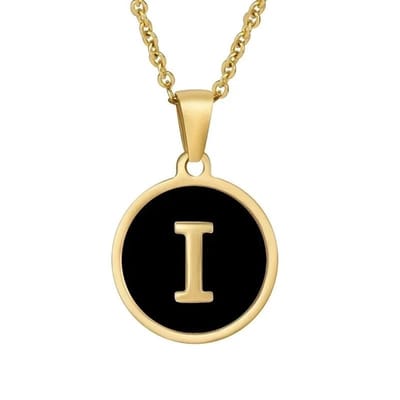 Aramat Jewels | Halskettingen | Stalen letter Ketting in goudkleur met zwart | I | |1,5mm | Staal | Volwassenen | Verkleurd niet
