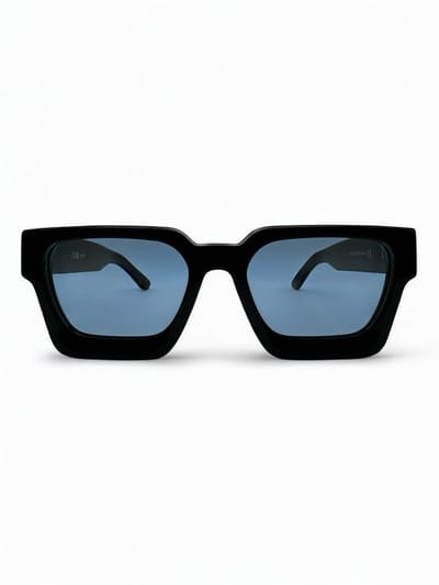 The Brand Remarkable – Zonnebril Unisex – Zonnebril Dames – Zonnebril Heren – Rechte Hoek Zonnebril – Blauw / Zwart – UV400 – Luxe, Duurzame & Trendy Zonnebril – Designer Zonnebril – Mode Zonnebril 2025 – Inclusief Beschermhoes – Polariserend Look
