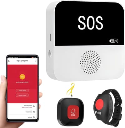 Dailygoody - Draadloze verzorger Senioren Pager Alarm - Persoonlijk alarm voor ouderen - Eenvoudig in gebruik - Wifi draadloze zorg - Geschikt voor th