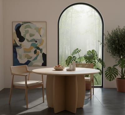 Eettafel Rond Massief Acaciahout 120 cm – Luxe Natuurlijke Houten Eetkamertafel – Stevig Acaciahout in Naturel Kleur – Scandinavisch & Modern Interieur – Novihome