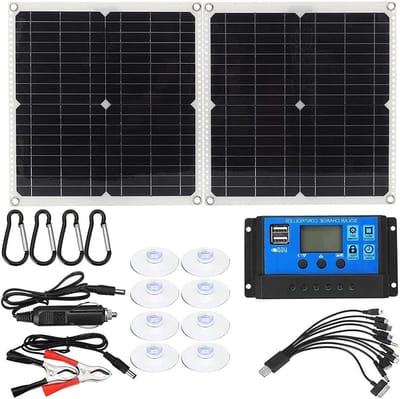 Zonnepaneel Kit - Draagbaar Paneel - Energie Opladen - Hoge Efficiëntie - 100W - Zwart