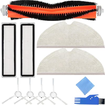Replacement Parts gescht voor Dreame D9/L10 Pro/D9 Max/D9 Pro/L10 Robot Vacuum Cleaners, Accessories Kit 1 Main Roller Brush, 2 HEPA Filters, 4 Side Brushes, 2 Mop Cloths Pads (9 Pack)