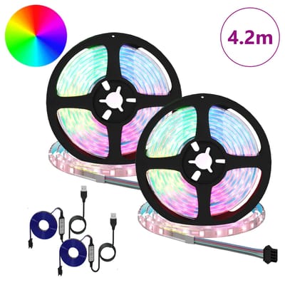 vidaXL LED-strip 2 st Zwart en transparant Koper en kunststof