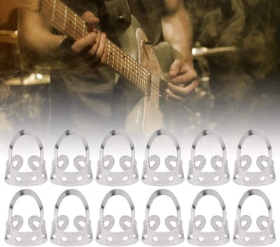 Professionele Set van 12 Verstelbare Duim- en Vingerpicks voor Gitaar met Hoge Kwaliteit Opbergdoos in Zilver - Ideaal voor Muzikanten en Gitaarliefhebbers