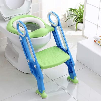 Kinder Toiletbril - Potjestrainer Trap - Zelfstandig Zindelijk - Opvouwbaar Ontwerp - 41x31cm - Blauwgroen