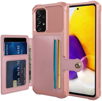Portemonnee Hoesje Geschikt voor de Samsung Galaxy A52 / A52S - Back Cover met Pasjeshouder - Telefoonhoesje voor Pinpas - Kaarthouder op Achterkant - Case met Magneet voor Auto Houder Roze
