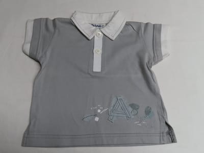 polo - Jongens - Grijst / wit - 1 jaar 74