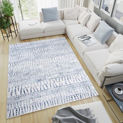 Tapiso Sky Vloerkleed Blauw Licht Woonkamer Slaapkamer Tapijt Maat - 80x150