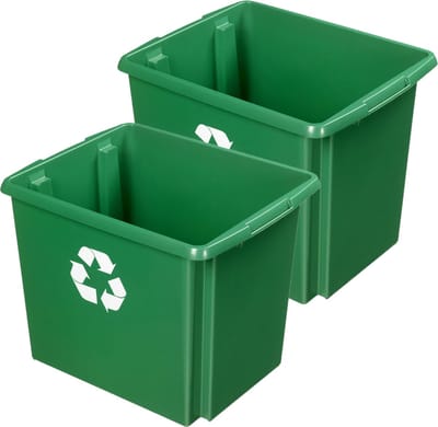 Sunware opslagbox NESTA - 2x - kunststof - 45 liter - groen - 45 x 36 x 36 cm - opbergers - stapelbaar