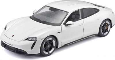Bburago Modelauto Porsche Taycan - wit - 20 cm - schaal 1:24 - speelgoedauto