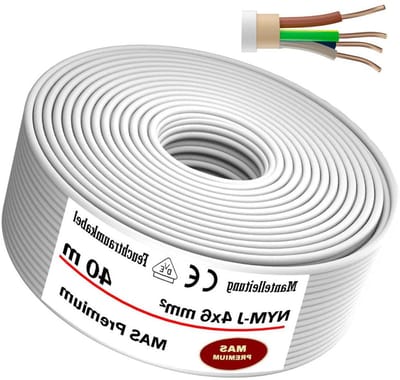 Vochtbestendige Stroomkabel - Installatiekabel Mantelkabel - Vaste Elektrische Installatie - Voldoet aan VDE-Norm - 4 x 6 mm² 40 Meter