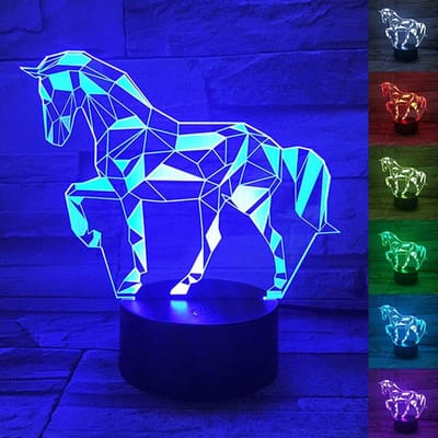 Daity 3D-paard decoratief licht cadeau met afstandsbediening - 7 kleuren veranderend nachtlampje verjaardagsspeelgoed voor kinderen - meisjes - jongens - paardenliefhebbers