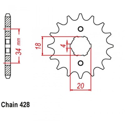 Pignon de sortie de boite JT Sprockets pour Moto Honda 125 CG 2002 à 2005 JTF259.16 / 16 dts pas 428 Neuf