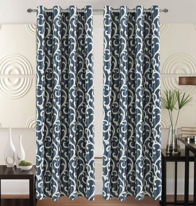 Kant en klaar Gordijn - Met ringen - 140x240 cm - Blauw/Zilver Grijs