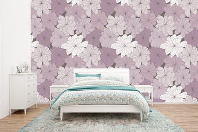 Behang - Fotobehang Patroon - Bloemen - Minimalisme - Breedte 400 cm x hoogte 240 cm
