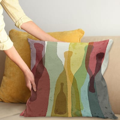 ABAKUHAUS Wijnkussenhoes – Dubbelzijdig bedrukt, 50x50 cm, Mosterd-Groen