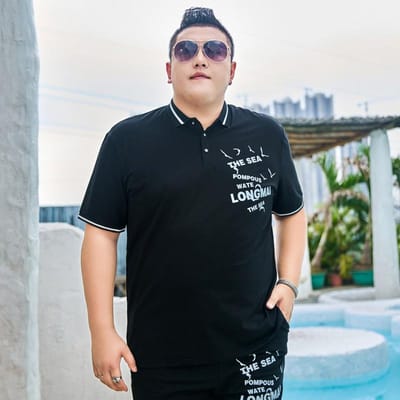 Dikke Heren Plus Size Korte Mouw Revers Poloshirt Halve Mouw T-shirt Zakelijk Casual IJszijde Katoen Zomerjurk 5XL 5XL zwart
