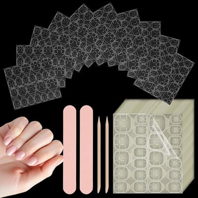 600 Stuks Dubbelzijdige Gel Hechtingspleisters voor Nagels - 12 Maten Waterproof, Ademend en Geschikt voor Nail Art