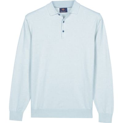 Baileys – Heren – Basic Pullover – Poloshirt – Longsleeve polo – Soft Blue – 618300-615