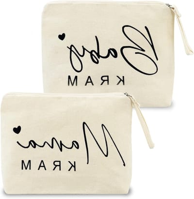 Gifts voor aanstaande moeders: 2-delige set, ademend en zacht, duurzame cosmetica tas voor babyshower en kleine speeltjes in trendy crèmekleuren