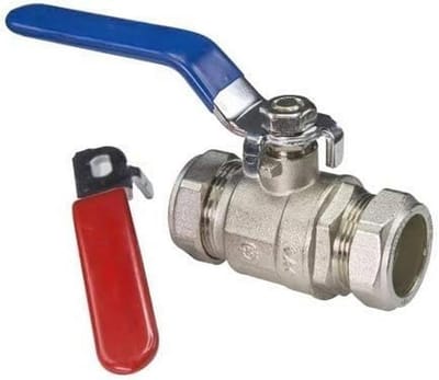Hefboom kogelkraan 15mm - WRAS goedgekeurd, volledige boring, compressie, isolatieklep, dubbele handgreep