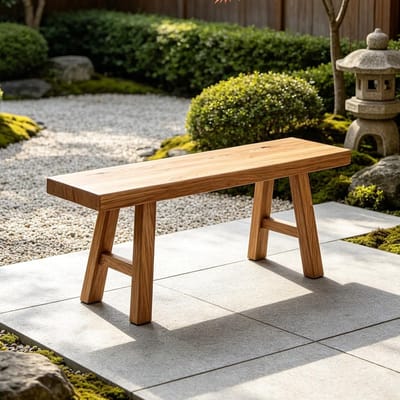 Massief Houten Bank - Lange Zitbank - Aan Tafel Zitten - Handgemaakt Rustiek Design - 80 cm Lengte - Natuurlijk Hout