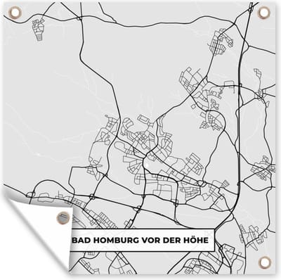 Tuin poster Kaart - Duitsland - Bad Homburg Von Der Höhe - Plattegrond - Stadskaart - 200x200 cm - Tuindoek