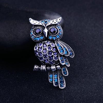 Mode Prachtige Uil Broche Koreaanse Mode Zinklegering Strass Imitatie Broche Badge Pin Dames Heren Cadeau Accessoires black