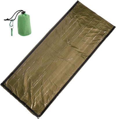 Nood Slaapzak - Overlevingsdeken Thermische deken - Buitenactiviteiten Kamperen - Waterdicht Winddicht - 210x91 cm - Groen