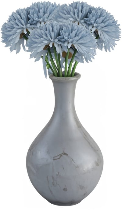 Chaks Kunstbloemen boeket dahlia - 3x - licht blauw - 26 cm - bloemstuk - onderhoudsvrij
